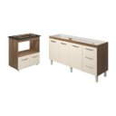 Ver imagem 1 de Cozinha Balcão Armário Gabinete de Pia 150 Cm Deise e Balcão Evelyn para Fogão Cooktop 4 Bocas Savan