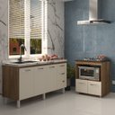 Ver imagem 2 de Cozinha Balcão Armário Gabinete de Pia 150 Cm Deise e Balcão Evelyn para Fogão Cooktop 4 Bocas Savan