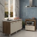 Ver imagem 3 de Cozinha Balcão Armário Gabinete de Pia 150 Cm Deise e Balcão Evelyn para Fogão Cooktop 4 Bocas Savan