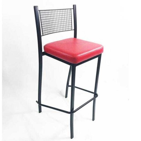 Banqueta EMPILHÁVEL Preta alta assento vermelho - Poltronas do Sul