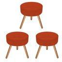 Ver imagem 1 de Kit 3 Puff Decorativo Sofia Pé Palito Suede Laranja