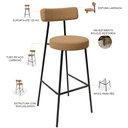 Ver imagem 4 de Kit 04 Banquetas Alta Bar Cozinha Sala De Jantar Estrutura Em Aço Milão L02 Bouclê Mostarda - Lyam D