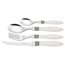Jogo de Talheres Aço Inox Cor e Cor 120 Peças Branco Tramontina - 1