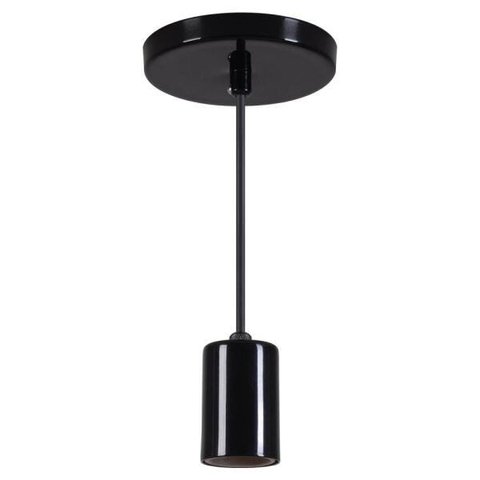 Pendente Copinho Soquete Luminária Lustre Alumínio Preto Brilhante - Rei Da Iluminação