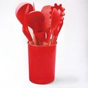 Ver imagem 3 de Kit Utensílios 12 Peças Silicone Madeira Antiaderente Resistente a 240 Graus C Vermelho Aquilae