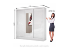 Ver imagem 2 de Guarda Roupa Solteiro com Espelho 3 Portas de Correr 3 Gavetas 179cm Dubai Branco - Carioca Móveis