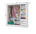 Ver imagem 3 de Guarda Roupa Solteiro com Espelho 3 Portas de Correr 3 Gavetas 179cm Dubai Branco - Carioca Móveis