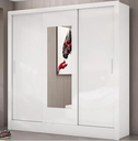 Ver imagem 1 de Guarda Roupa Solteiro com Espelho 3 Portas de Correr 3 Gavetas 179cm Dubai Branco - Carioca Móveis