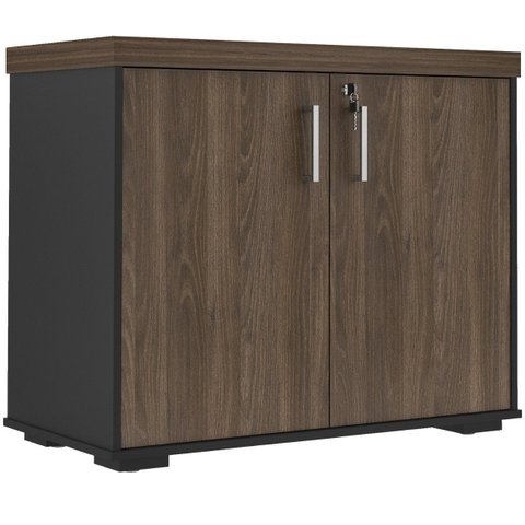 Balcão Tamburato 2 Portas 75cm Charuto/Preto