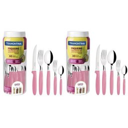 2 Jogos Talheres Faqueiro Tramontina Ipanema 60 Peças Rosa - 23398/488 - 1