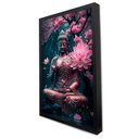 Ver imagem 5 de Quadro Decorativo Buda e As Flores em Moldura Caixa Tacolado Moldura Trad 1cm Madeira Escura com Vid