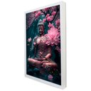 Ver imagem 2 de Quadro Decorativo Buda e As Flores em Moldura Caixa Tacolado Moldura Trad 1cm Madeira Escura com Vid