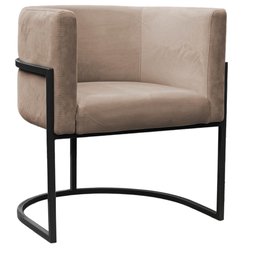 Kit Poltrona e Puff Luana Base Preto Veludo Cappuccino - Montanaris Decor Md Montanaris Decor Kit Lu - 2