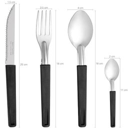 Jogo de Talheres 24 Peças Facas Garfos e Colheres Faqueiro Aço Inox Cabos Pretos Martinazzo - 3