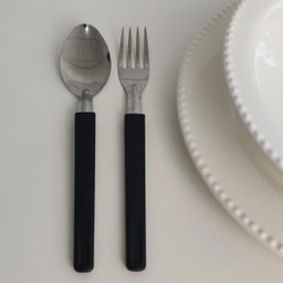 Jogo de Talheres 24 Peças Facas Garfos e Colheres Faqueiro Aço Inox Cabos Pretos Martinazzo - 7