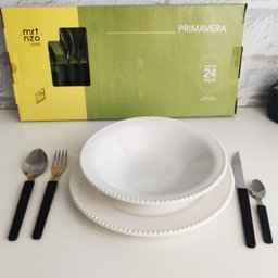 Jogo de Talheres 24 Peças Facas Garfos e Colheres Faqueiro Aço Inox Cabos Pretos Martinazzo - 2