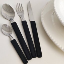 Jogo de Talheres 24 Peças Facas Garfos e Colheres Faqueiro Aço Inox Cabos Pretos Martinazzo - 5