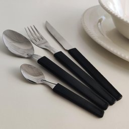 Jogo de Talheres 24 Peças Facas Garfos e Colheres Faqueiro Aço Inox Cabos Pretos Martinazzo - 4