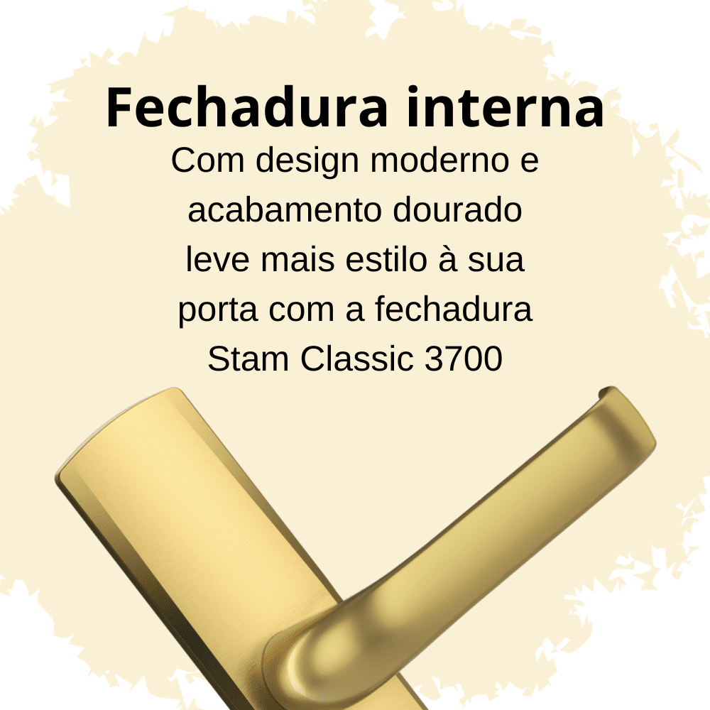 Fechadura Porta Interna Broca 55mm Stam Espelho Dourada Classic 3700 Espelho - Int. Gold - 4
