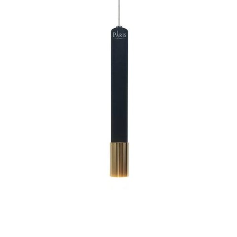 Pendente Tubo 27cm Preto Dourado LED 5W 3000K Bivolt Delis