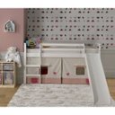 Ver imagem 1 de Cama com Escorregador em Madeira Maciça e Tenda Bege/Rosa - Casatema