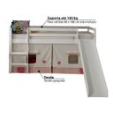 Ver imagem 3 de Cama com Escorregador em Madeira Maciça e Tenda Bege/Rosa - Casatema