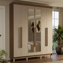 Ver imagem 1 de Guarda-roupa Casal com Pés 6 Portas Batentes com Espelho Rustic-crema-rustic Saturno Madesa