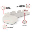 Ver imagem 3 de Sofá 4 Lugares Orgânico com Chaise e 3 Módulos Berlim bouclê Off White/cinza Claro K01 - D’Rossi