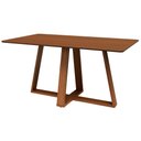Ver imagem 5 de Kit Mesa Sala de Jantar Retangular 160cm Base X 4 Cadeiras Estofadas Encosto Tela MDF Pinhão/Taupe