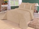 Ver imagem 1 de Kit 6 peças: Edredom Dupla Face Premium Luxo Casa Dona Casal Queen Bege
