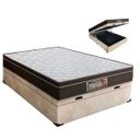 Ver imagem 1 de Cama Box Casal com Baú + Colchão Molas Bonnel 138x188x69cm