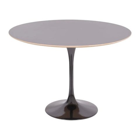 Mesa Saarinen Redonda Formica Preta 90cm Base Preta