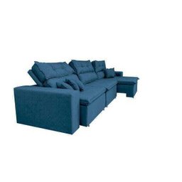 Sofá Cairo 3,52M Retrátil e Reclinável Molas No Assento e 6 Almofadas Tecido Suede Azul - 7