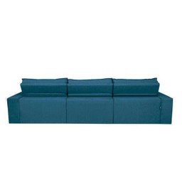 Sofá Cairo 3,52M Retrátil e Reclinável Molas No Assento e 6 Almofadas Tecido Suede Azul - 6