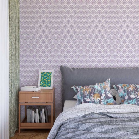 Papel de Parede Arabesco Roxo Complexo Gh Papel de Parede 3,5m