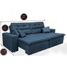 Sofá Cairo 2.52M Retrátil e Reclinável Molas No Assento e 4 Almofadas Tecido Suede Azul - 2