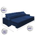 Ver imagem 2 de Sofá Retrátil e Reclinável Oklahoma 2,02M Molas e Pillow No Assento Tecido Suede Azul