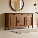 Ver imagem 1 de Balcão Buffet para Sala de Jantar Rústico 145cm com Cerâmica Maram W02 Imbuia - Lyam Decor