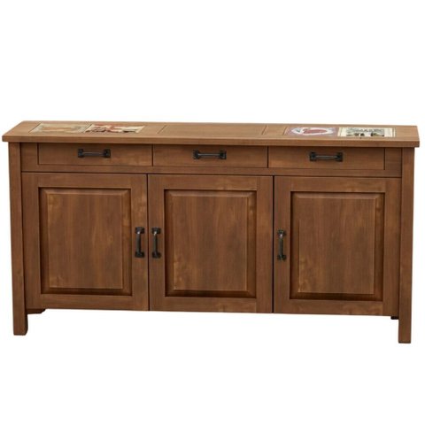 Balcão Buffet para Sala de Jantar Rústico 145cm com Cerâmica Maram W02 Imbuia - Lyam Decor