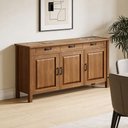 Ver imagem 3 de Balcão Buffet para Sala de Jantar Rústico 145cm com Cerâmica Maram W02 Imbuia - Lyam Decor