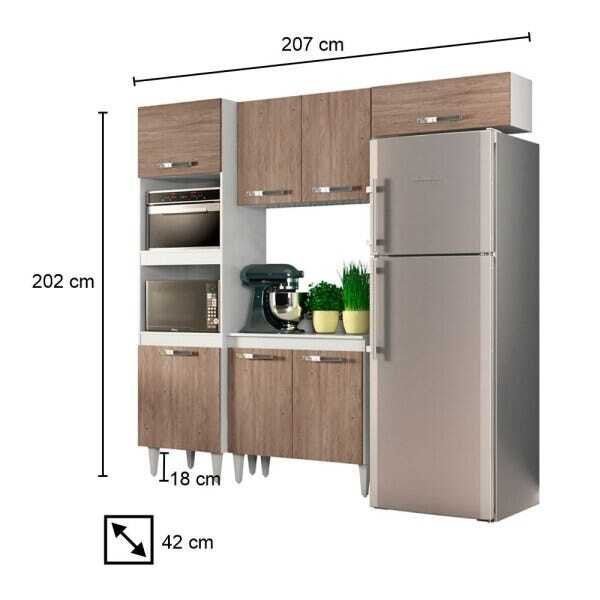 Cozinha Modulada 4 Módulos Composição 4 Branco/Castanho - Lumil Móveis - 3