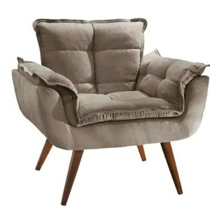 Poltrona Decorativa para Sala de Estar Opala Platinum Decor Capuccino