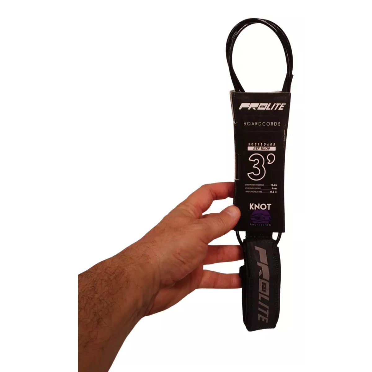 Leash Bodyboard 3 Pés Corda 4mm Super Leve Resistência Prolite:preto - 2
