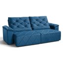 Ver imagem 2 de Sofá com Chaise Sirius 2 Lugares Retrátil e Reclinável 290cm Azul