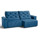 Ver imagem 5 de Sofá com Chaise Sirius 2 Lugares Retrátil e Reclinável 290cm Azul