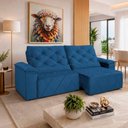 Ver imagem 1 de Sofá com Chaise Sirius 2 Lugares Retrátil e Reclinável 290cm Azul