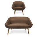 Ver imagem 1 de Kit 01 Namoradeira 02 Lugares e 01 Poltrona Giovana Suede Pés Palito Castanho - D’Rossi - Marrom