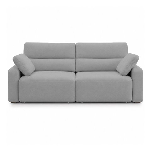 Sofá Sala de Estar Polo Retrátil Reclinável Bipartido 220cm 3 Lugares Bouclê Cinza M1 - Monari Desig