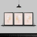 Ver imagem 1 de Kit 3 Quadros Suaves Rosinhas Minimalistas 33x24cm:Madeira preta