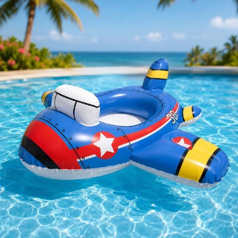 Boia Bote Bebe Infantil Aviao com Assento Fralda Inflavel Agua Piscina Praia Meninos Meninas